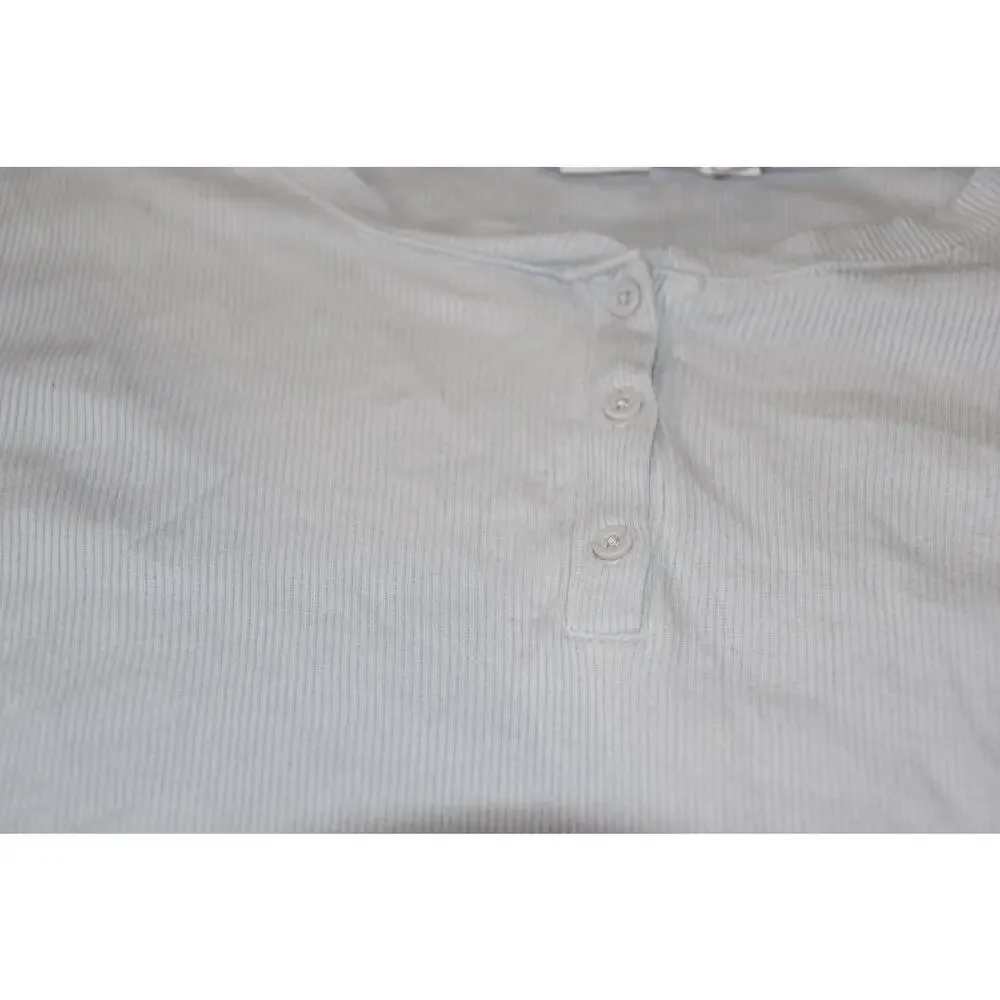 Gap Kids Blue Long Sleeve Ribbed Lettuce Trimmed Henley Shirt, XXL 14/16, EGU